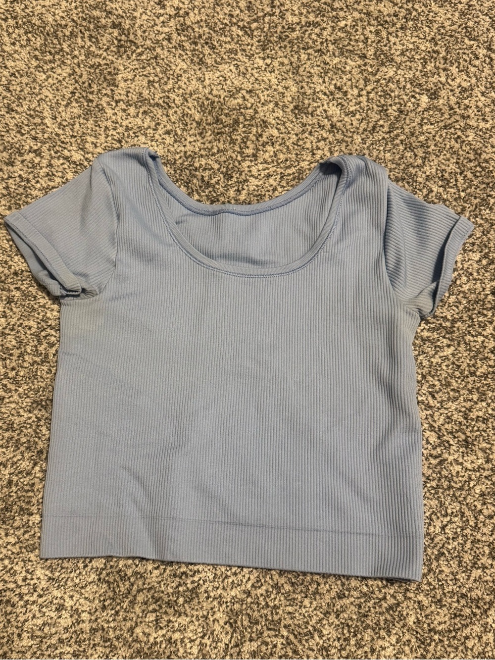Athleta XS Light Blue Ribbed Short Sleeve Tee, good condition